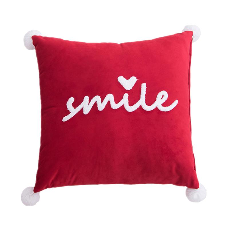 45x45см Бархатная наволочка на диванную подушку с надписью Smile и шариками, однотонная, для дома, гостиной