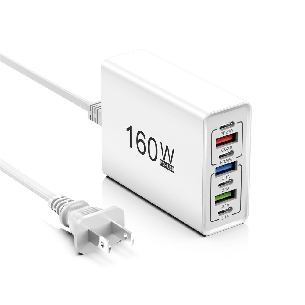 160 Вт Многопортовое USB-зарядное устройство Сетевой фильтр Тип C Быстрая зарядка Зарядное устройство для телефона Адаптер питания Быстрая зарядка EU/US Штекер Дорожное зарядное устройство
