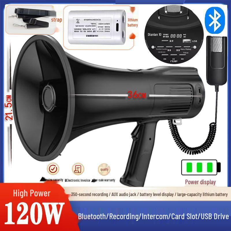 Мощный ручной мегафон Shuanghe 100 Вт с USB и функцией записи