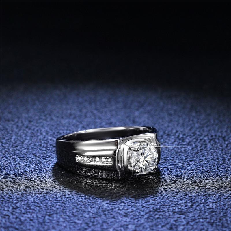 Moissanite D Color Ring 1 Carat 925 Sterling Silver 18K White Gold Solid Men Women Rings Wedding Party High Jewelry