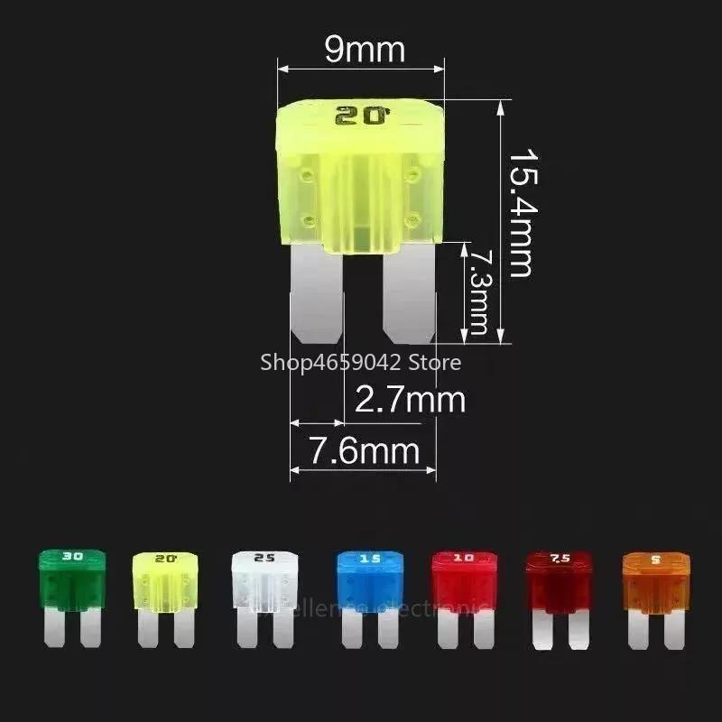 50/10pcs Mini M2 Car Fuse Long Foot Insert 5A 7.5A 10A 15A 20A 25A 30A 32V Micro 2 Long Foot Auto Fuse Electric Fuses4