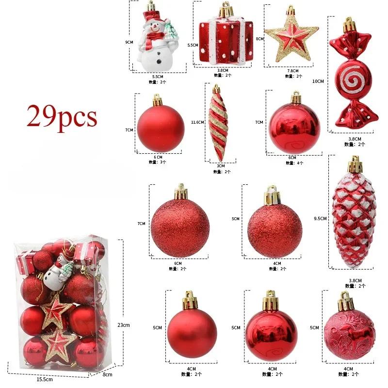 29/40pcs Silver Red Special-shaped Christmas Ball Ornaments Christmas Tree Party Decoration Christmas Spheres Pendant New 2026