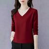 Pure Cotton Long-sleeved T-shirt Women's V-neck Bottoming Shirt Autumn 2025 New Style Loose Casual Top