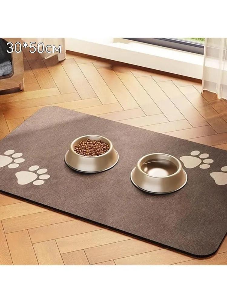 Pet bowl mat, moisture absorbing and anti-slip, for dogs and cats,