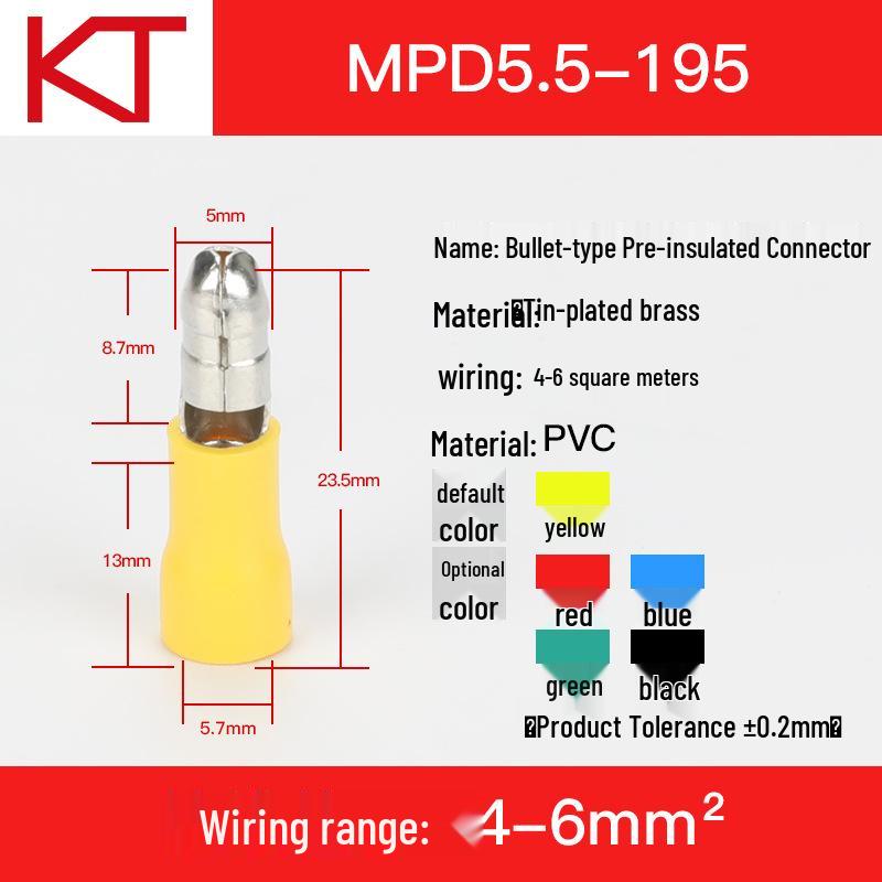 KT KST MPD1.25 Обжимной наконечник-гильза, штыревой, предварительно изолированный, пулевидный