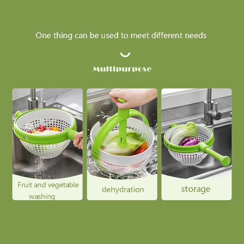 Салатная сушилка, вращающаяся центробежная сушилка для овощей, креативная сушилка для фруктов, кухонная корзина для слива овощей в раковину