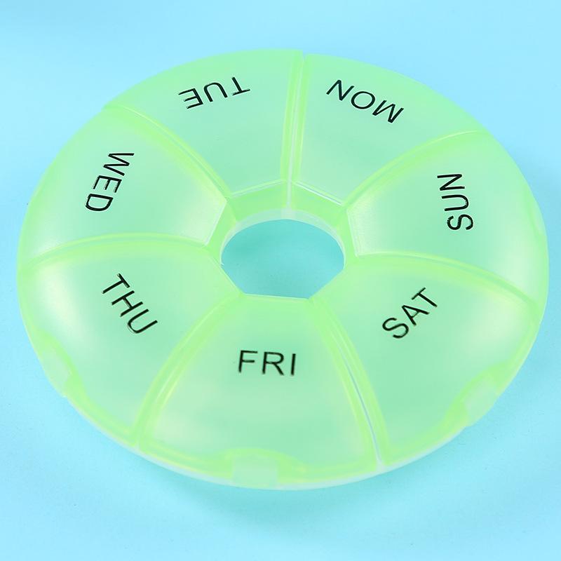 1Pcs Round Pill Case Plastic 7 Days Weekly Tablet Candy Box Portable Storage Tablet Holder Travel Organizer Pill Container