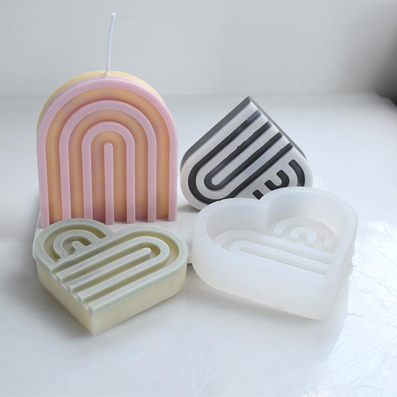Korean Ornaments Ins Silicone Mold for Home Decoration New Design Arch Rainbow Bridge Love Heart Geometric Lines for Cake Tools