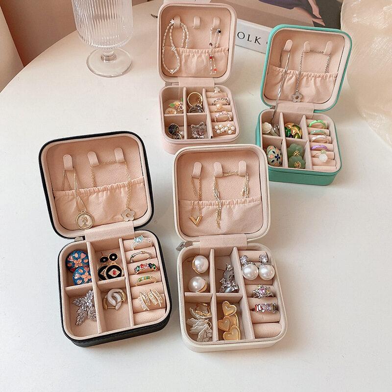 1 шт. мини-органайзер для ювелирных изделий, дисплей для путешествий, ювелирные изделия на молнии, коробки, серьги, ожерелье, кольцо, портативная шкатулка для хранения ювелирных изделий