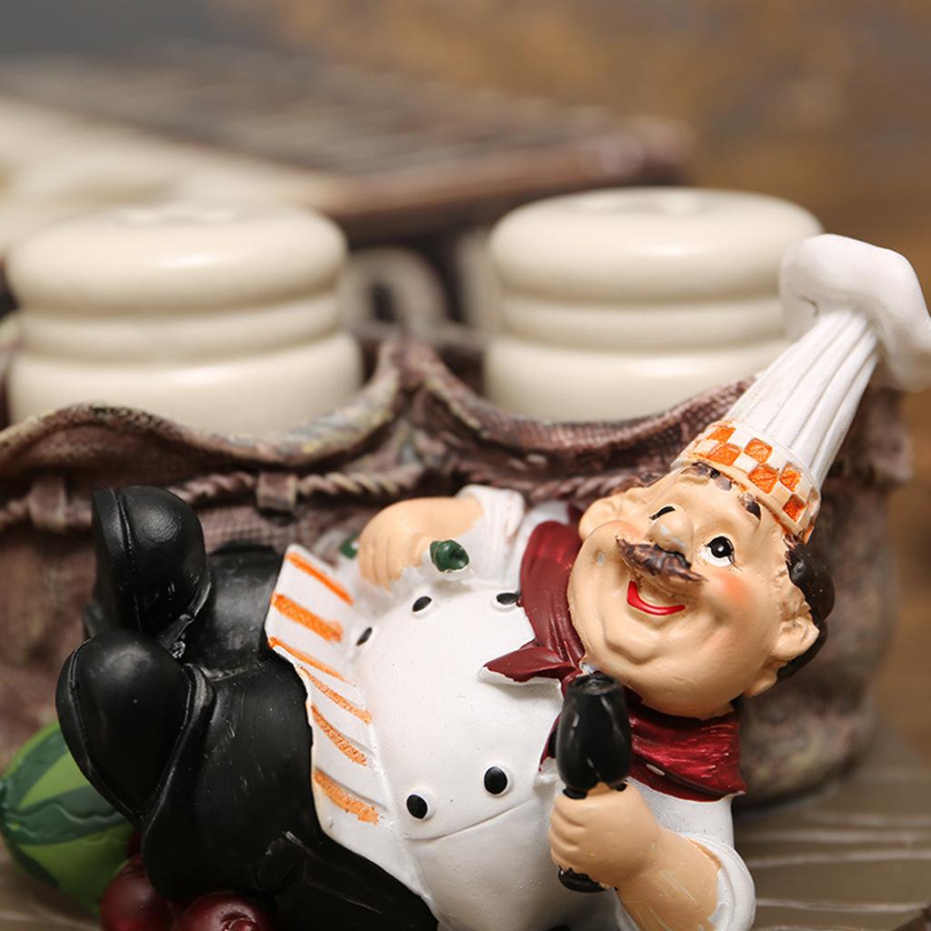 2 фигурки из смолы в виде бутылочки для приправы/зубочистки, украшение для дома, статуэтка шеф-повара, держатель для бутылочки для соли и перца, украшение