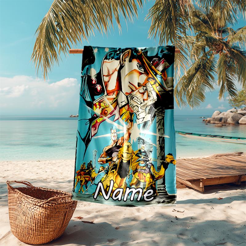 Personalized customized proof beach towel with JoJo's Bizarre Adventure pattern - soft, absorbent,quick-drying,perfect swimming,camping&bathing