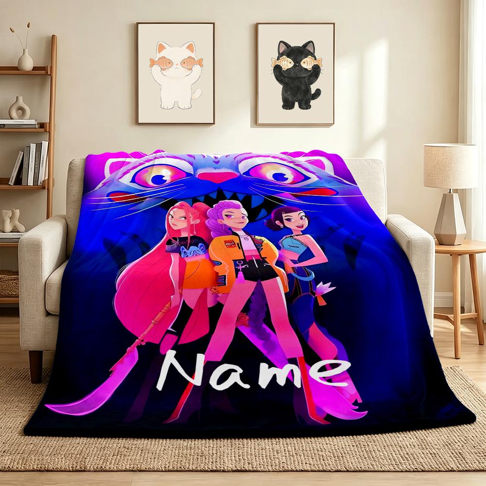 Custom Name Character Expressions Flannel Blanket Throw Blanket Soft Warm Sofa Bed home Decor Unique Gift
