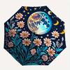 1pc Celestial Floral Print Folding Umbrella , 8 Ribs Casual Durable Lightweight Portable Travelling Umbrella For Men & Women yy250728069