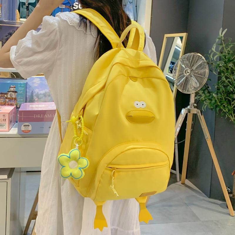 Cartoon Duck Backpack Plush Large Capacity Embroidered Shoulder Students Bag
