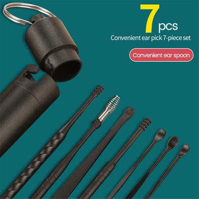 Набор из 7 предметов, спиральный двуглавый инструмент для сбора ушей, портативный очиститель для ушей для взрослых