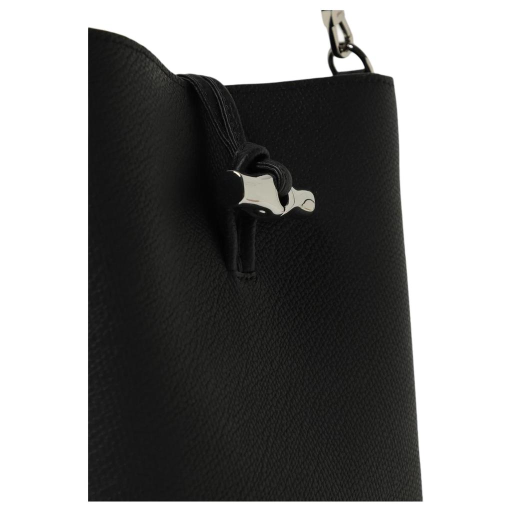 Longchamp Le Roseau Solid Design Silver Metal Accessories Leather Bucket Handbag Mini Women handbags Black 10314HFP001