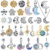 Original Copper Colorful Charms Sun Moon And Star Beads Earrings Pendants Fit Bracelet Necklace Diy Jewelry Gift