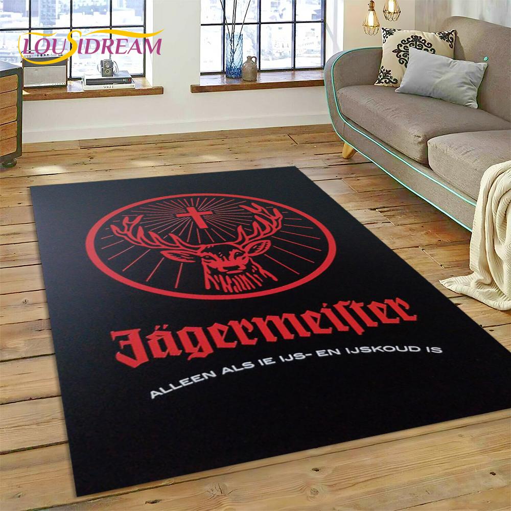 3D Новейший немецкий логотип Jaegermeister Олень Ковер для гостиной спальни, Нескользящий коврик-подстилка для декора дивана, Придверный коврик