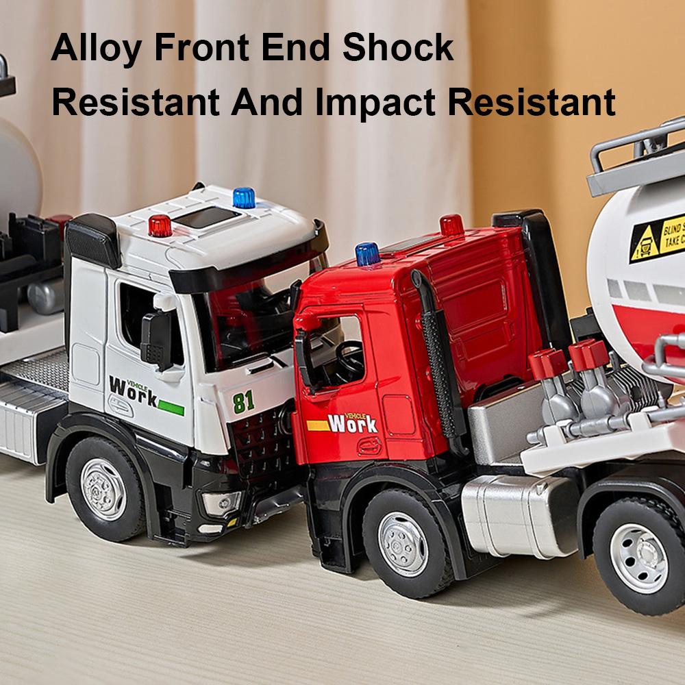 1/18 Модель автомобиля для перевозки пороха, литая модель транспортного средства, игрушки со светом и звуком, транспортное средство из сплава для мальчика, рождественские подарки
