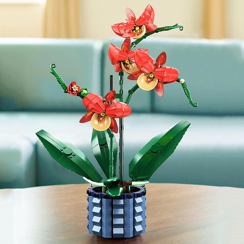 Креативные цветы Букет Орхидея Бонсай Строительные блоки Набор Горшечные растения Модель Домашнее украшение Игрушка для детей Подарки