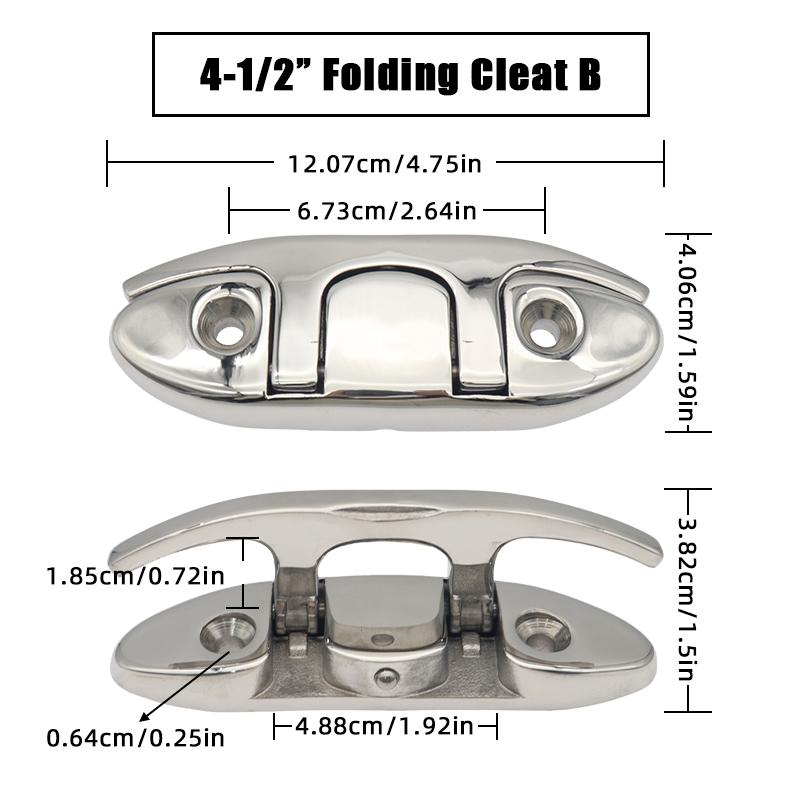 4.5/5/6/8inch Marine Mooring Folding Cleat 316 Stainless Steel High Mirror Polished Glossy Boat Deck Folding Cleats Parts