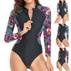 Fashion Women's Long Sleeve Printed Surf Slim Swimsuit Bikini