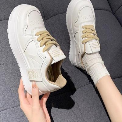 Женские кожаные кеды на высокой платформе, тренд ins, 2025, осенние новинки, популярные весенне-осенние, корейская версия, универсальная платформа, спортивная обувь