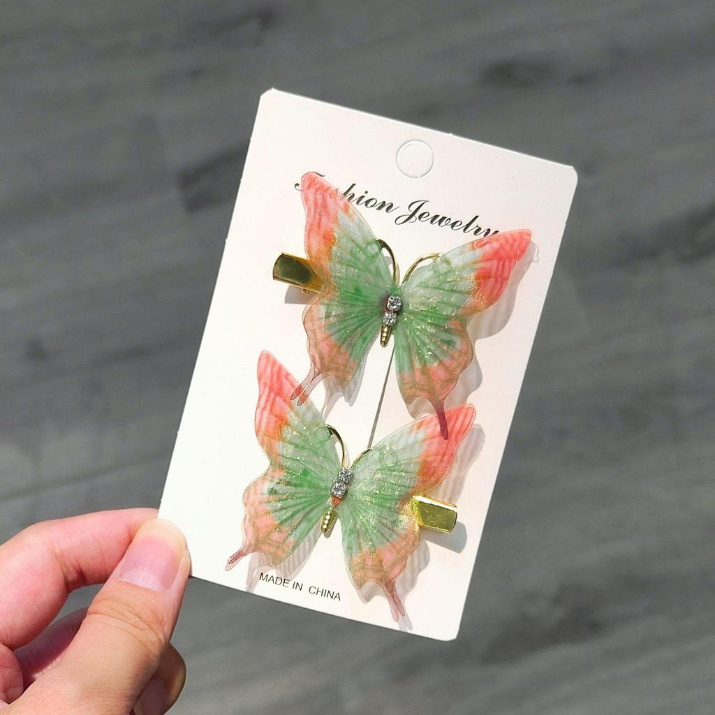 Градиентная заколка-бабочка для детей - симпатичная заколка-уточка из сетки и сплава, идеально подходит для стилей ханьфу и феи