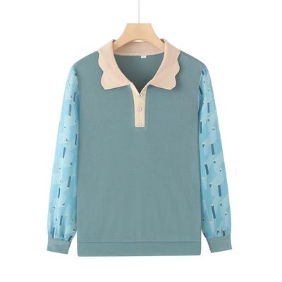 Весенне-осенняя одежда в иностранном стиле, с длинным рукавом, лацканами, свободного кроя, для женщин среднего и пожилого возраста, низ, свободный топ