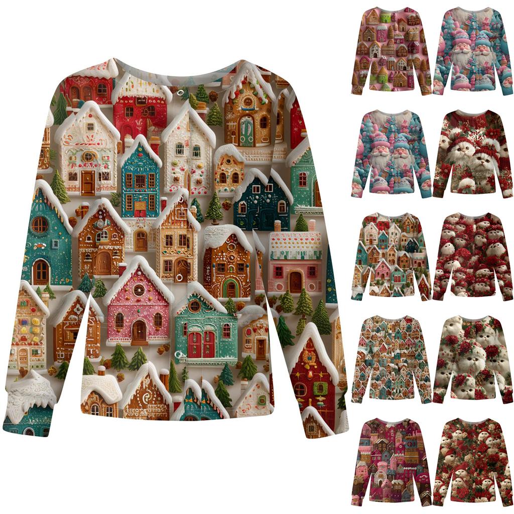 Women's Casual Fashion Long-Sleeve Single-Breasted Christmas Print Jacket