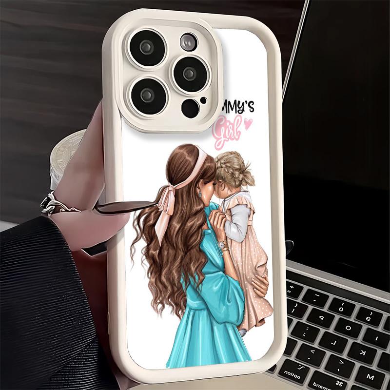 Чехол для телефона iPhone 17 Air 16E 15 16 Pro Max Тема 'Мама и Дети Девочки' 14 Plus 13 12 Mini Мягкий Силиконовый Чехол Fundas