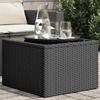 VidaXL Garden Table Glass Top, Coffee Table, Picnic Furniture Terrace Patio Balcony Courtyard Outdoor, Black Resin 365969