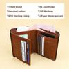 Genuine Leather Rfid Wallets for Men Vintage Thin Short Multi Function ID Credit Card Holder Money Bag with 2 ID Windows Gift for Him