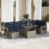 VidaXL Garden Furniture Set with Cushions 8 Pcs Grey Wicker Acacia, Outdoor Sofa Set, Garden Lounge 3326522