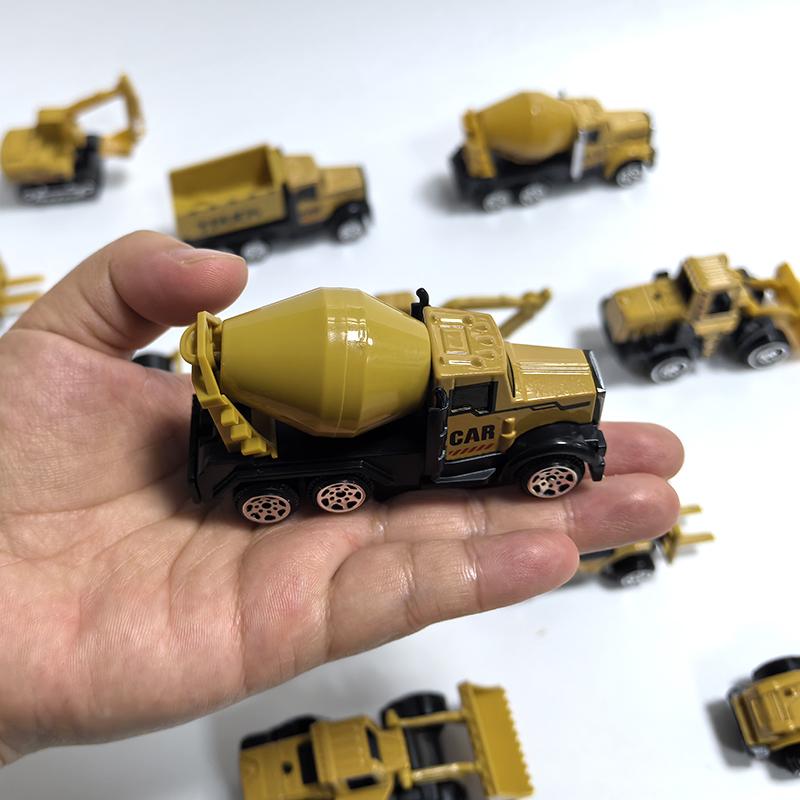 6pcs/set Mini Car Toys Alloy Engineering Truck Car Excavator Bulldozer Roller Miniature Model Diecast Birthday Gift for Kid Boys