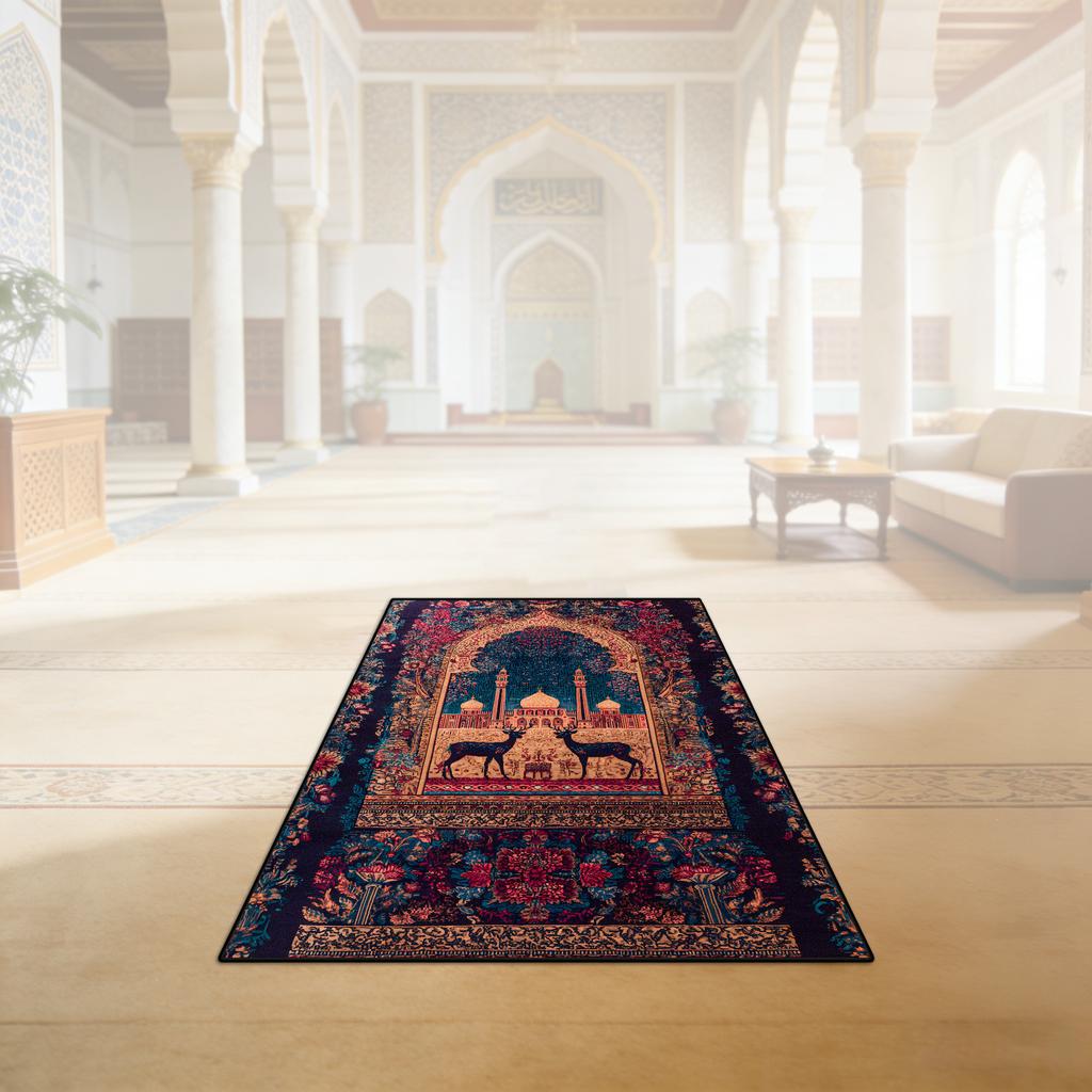 Islamic Ramadan Portable Fluffy Musalla Prayer Mat Easy Clean Lightweight Salah Mat Resilient Short Velvet Mosque Worship Mat