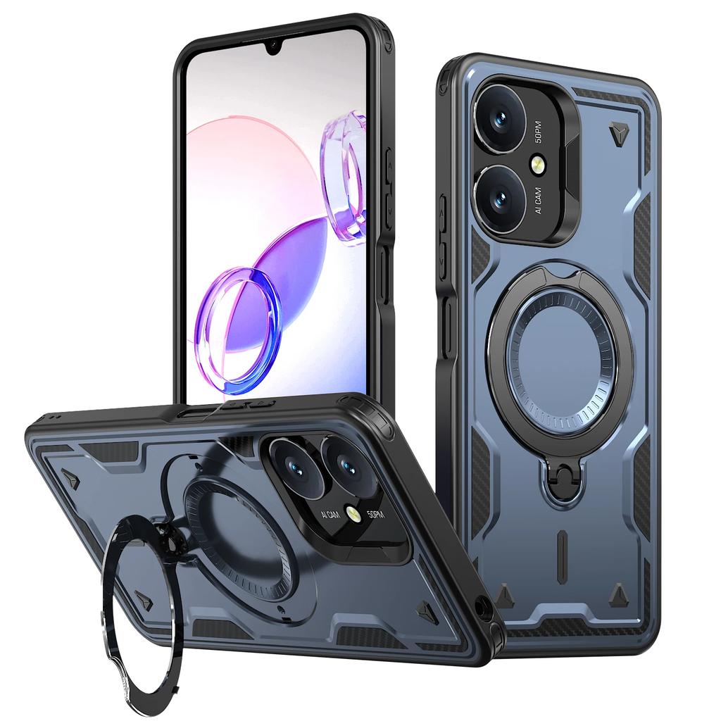 Для Xiaomi Redmi 13C 12C 11A Poco C65 C55 4G Чехол Военная броня Противоударный Вращающаяся на 360° подставка-кольцо ТПУ Пластиковая крышка для телефона