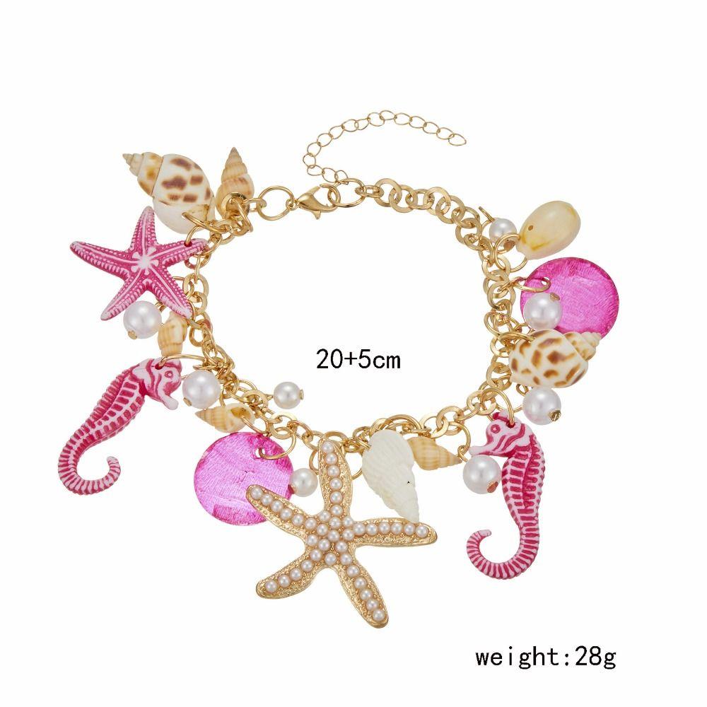 Imitation Pearl Shell Starfish Bracelet Sea Series Natural Conch Beach Bracelets Beach