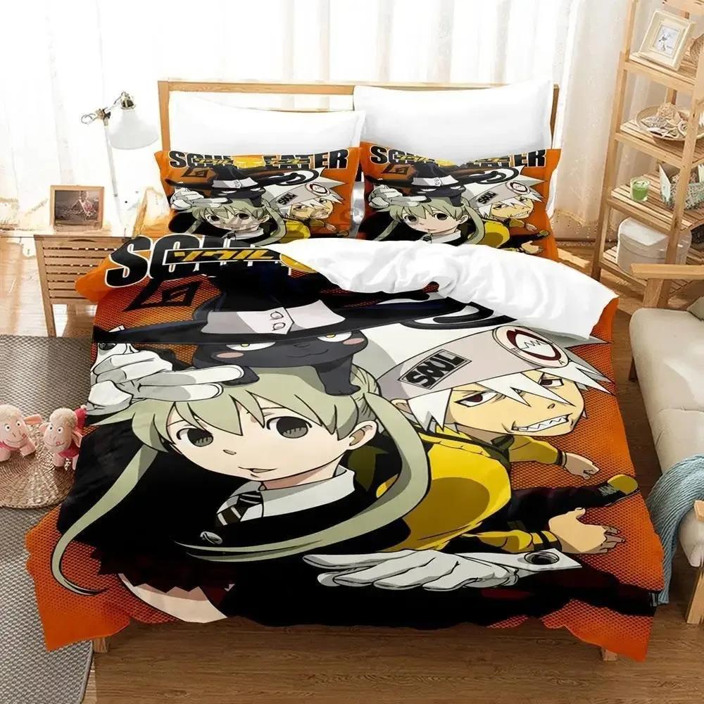 Soul Eater Постельный комплект Односпальный Полуторный Двуспальный Кинг-сайз Комплект для кровати Взрослый Детский Спальня Комплекты пододеяльников 3D-принт Аниме Комплекты простыней