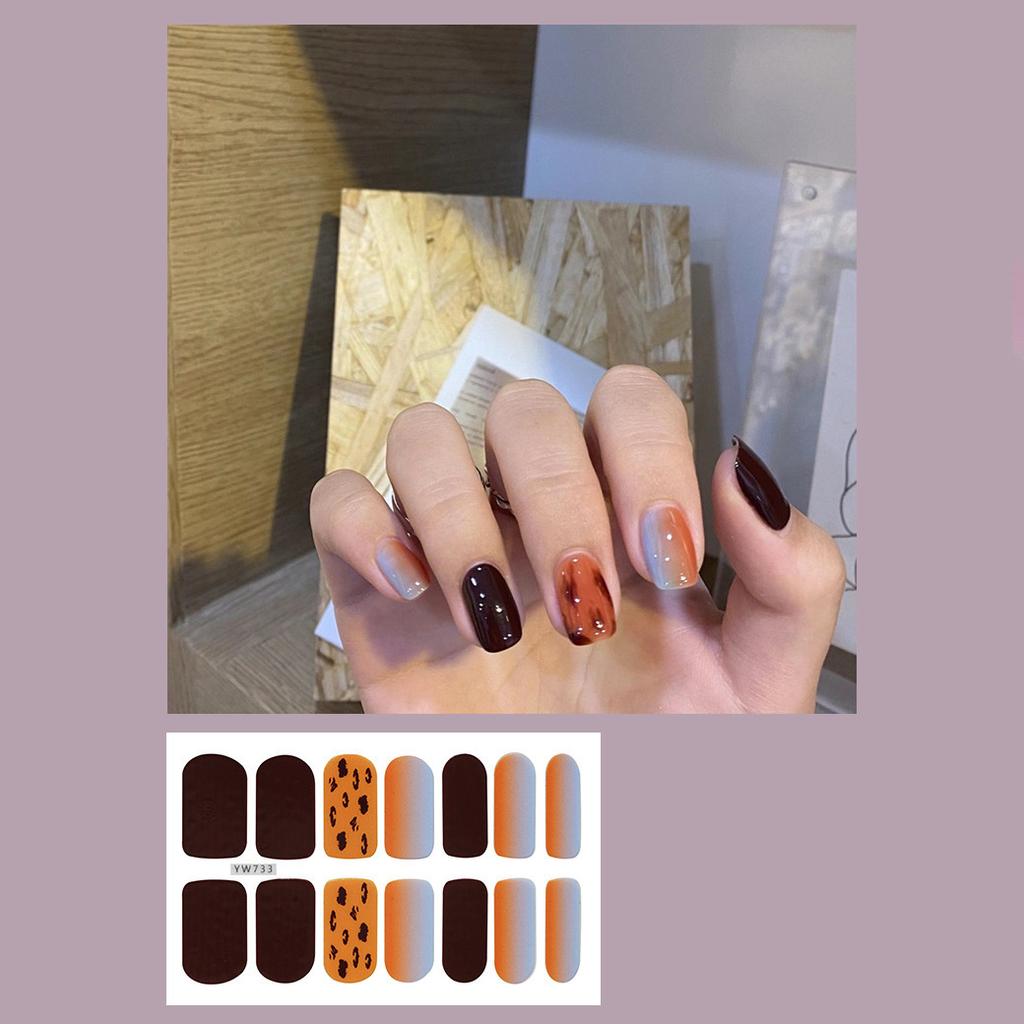 14 шт./лист, наклейки для ногтей в черно-белую полоску, готовый маникюр, быстрый Nial