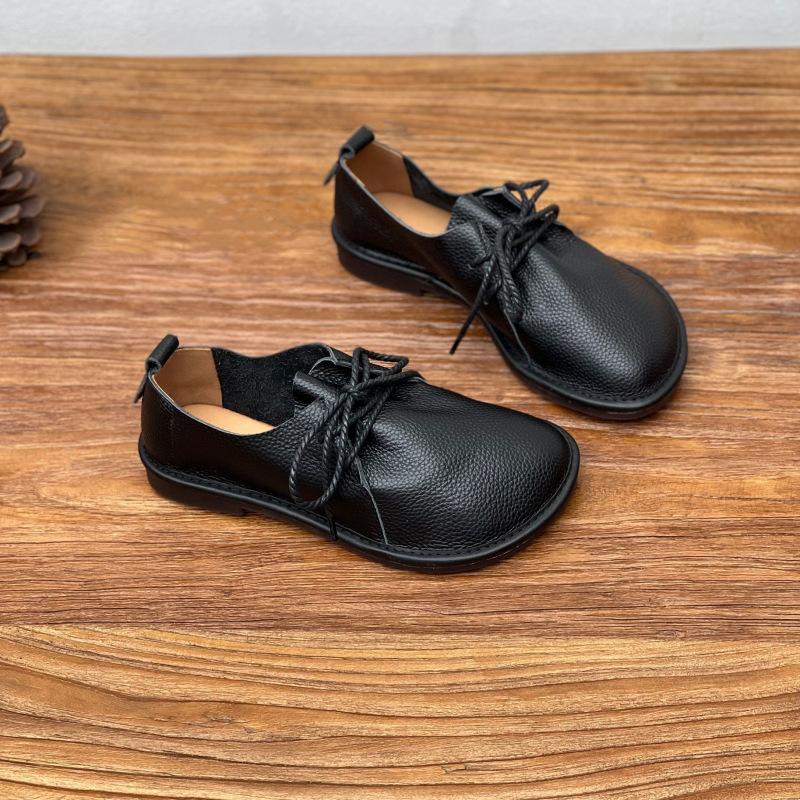 Туфли из коровьей кожи ручной работы, ретро-мокасины с круглым носком и мягкой подошвой, повседневные кожаные туфли