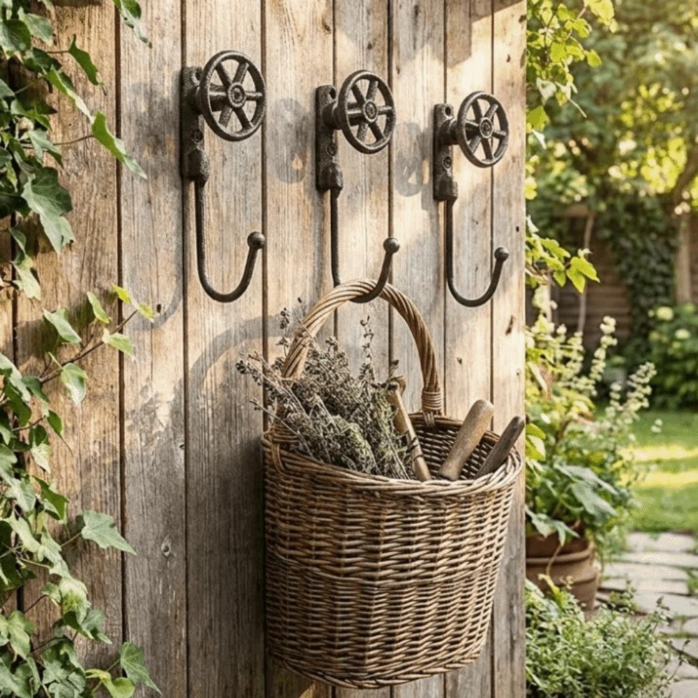 Heavy Duty Wheel Shape Hook Iron Hat Bag Hanger Retro Wall Hanging Hook for Entryway