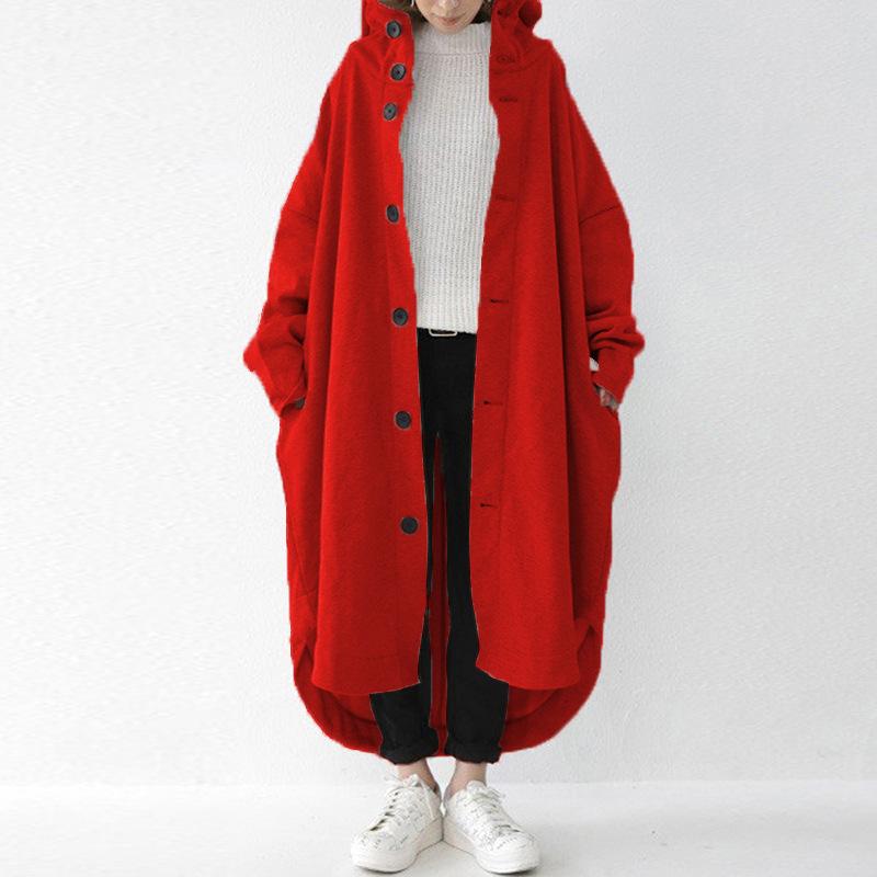 Women's Clothing Windbreaker Coats Coats European and American Coats Women's Hooded Mid-Length Coats