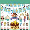Family Party Birthday Supplies Kids Decor Plate Tablecloth Hat Banner