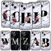 Буквы Цветок Английский Мраморный Чехол для Телефона Для iPhone 17 16 15 Pro Max 11 12 13 14 7 8 Plus SE 2020 X XR XS Чехол Мягкий Черный