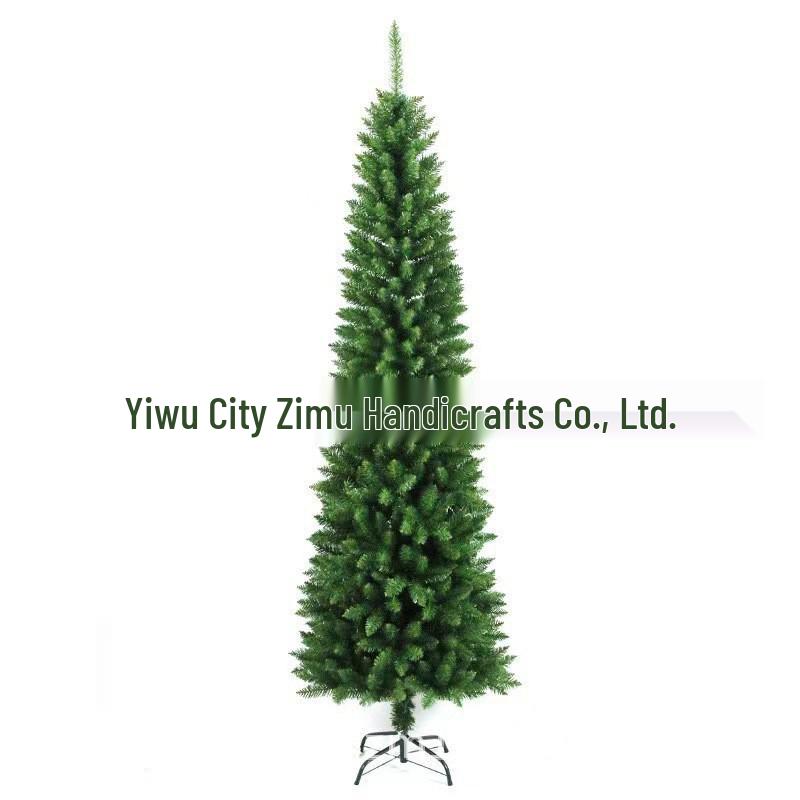 Cross-Border Christmas Flocked Pencil Tree, 1.2m-2.1m with Dense White Snowfall Decoration