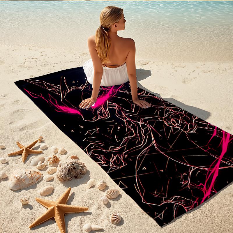 1Pc Energetic Neon Dragon Beach Towel, Quick Dry, Multi-Use for Beach Pool Gym Yoga Home Travel, Christmas, Halloween, Xmas Gift M929341