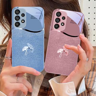 Розовый градиент гинкго Для Samsung S 25 S25 Edge S25Ultra S8 S9 S10 20 U ltra S21 Pro S22 Plus S23 FE S24 Ultra Стеклянный чехол для телефона