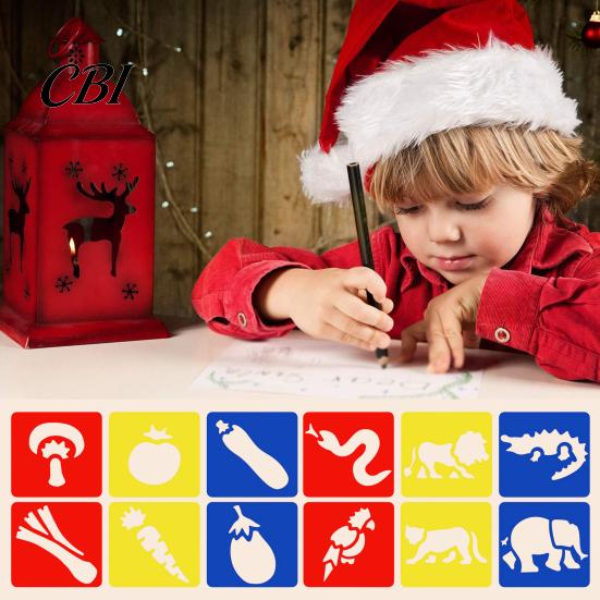 Easy Hold Paint Template 6 Pcs Painting Stencils, 5.5x5.9 Inch Washable Reusable DIY Home Decor Stencil Art Stencils for Wood Paper Fabric,
