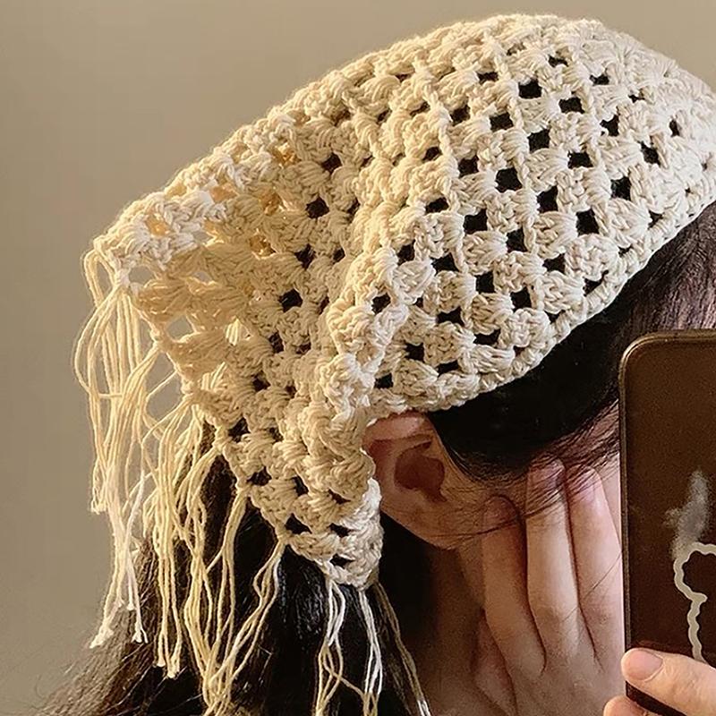 Y2K Ажурный шарф-треугольник с бахромой для женщин Весенний регулируемый многослойный аксессуар Универсальная повязка на талию/бедра Бандана